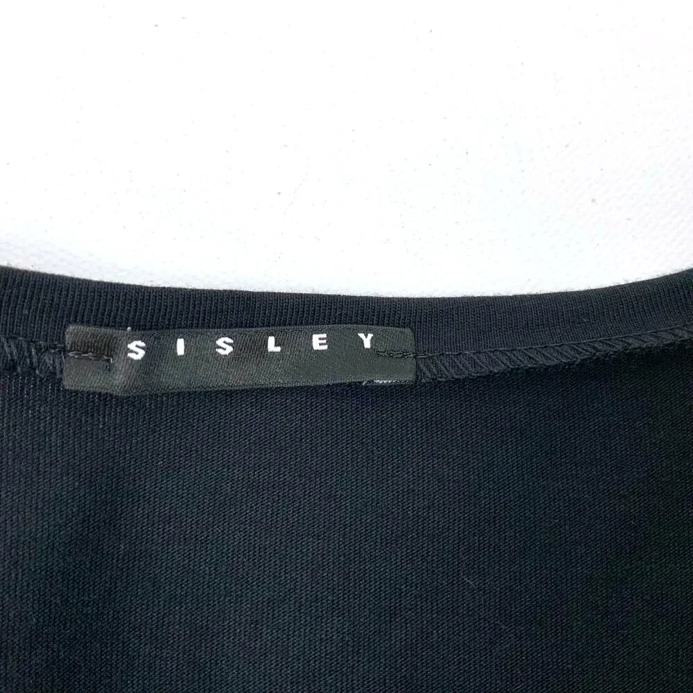 New Sisley Women's Black T-Shirt Floral Print Sz M - Picture 4 of 16